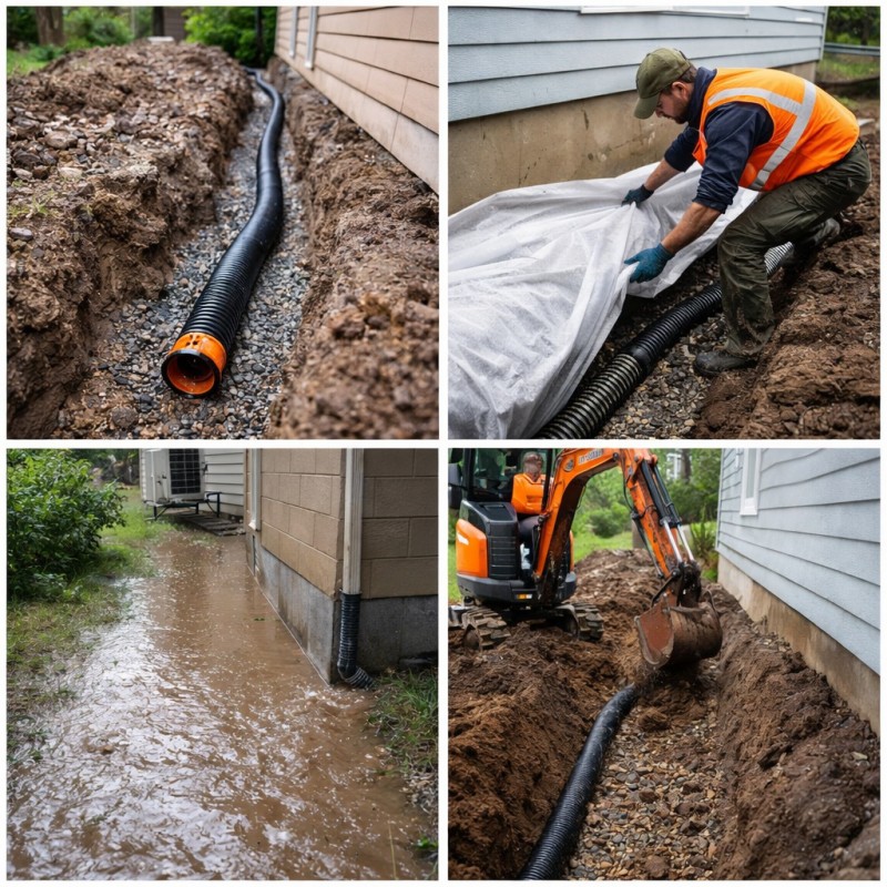 Drainage autour des maisons après intempéries – Protégez vos fondations avec Action Parcs et Jardins