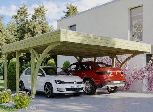 carport en bois à toit plat pour deux voitures vers Libourne 33